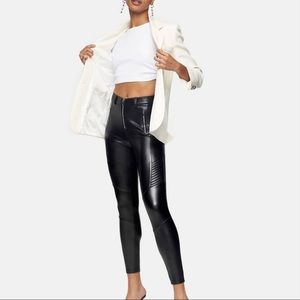 TOPSHOP. FAUX LEATHER MOTO PANTS.